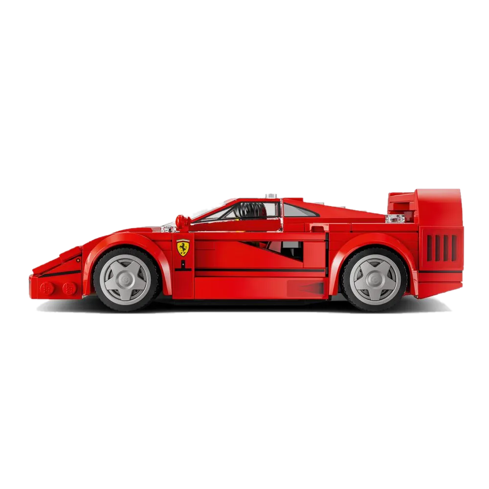 LEGO Speed Champions 76934 Ferrari F40 Supercar vermelho rosso corsa em vista lateral, com asa traseira e cavallino rampante visível