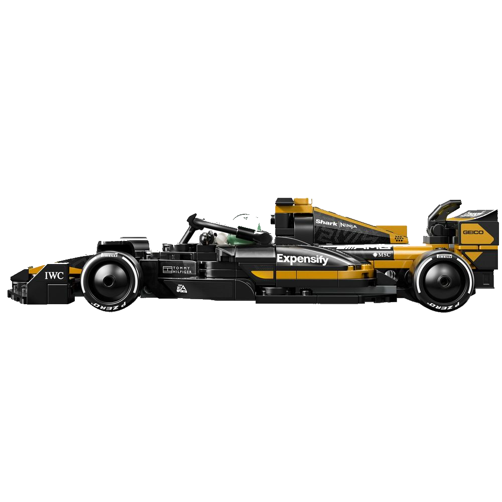 Frente da Carro APXGP do filme F1 em LEGO mostrando faróis e front splitter