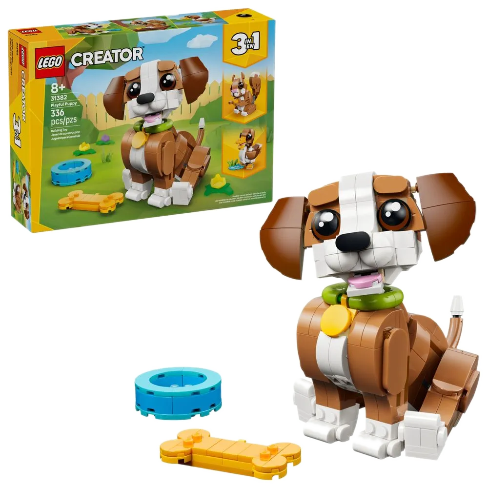 LEGO Creator 31382 Cachorrinho Brincalhão: caixa lacrada e modelo principal