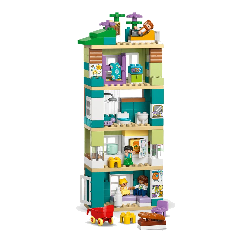 Família DUPLO completa: 2 pais, criança pequena e bebê inclusos