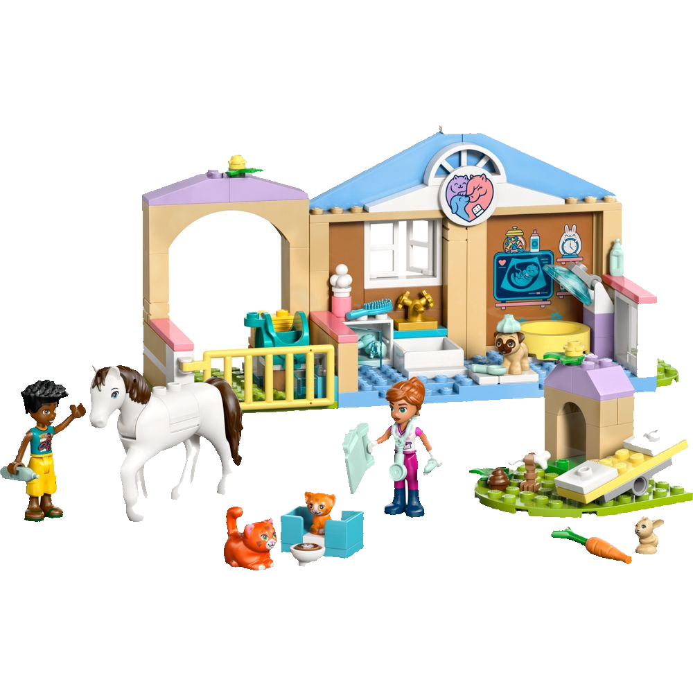 LEGO Friends 42696 Clínica Veterinária Animal montada com animais