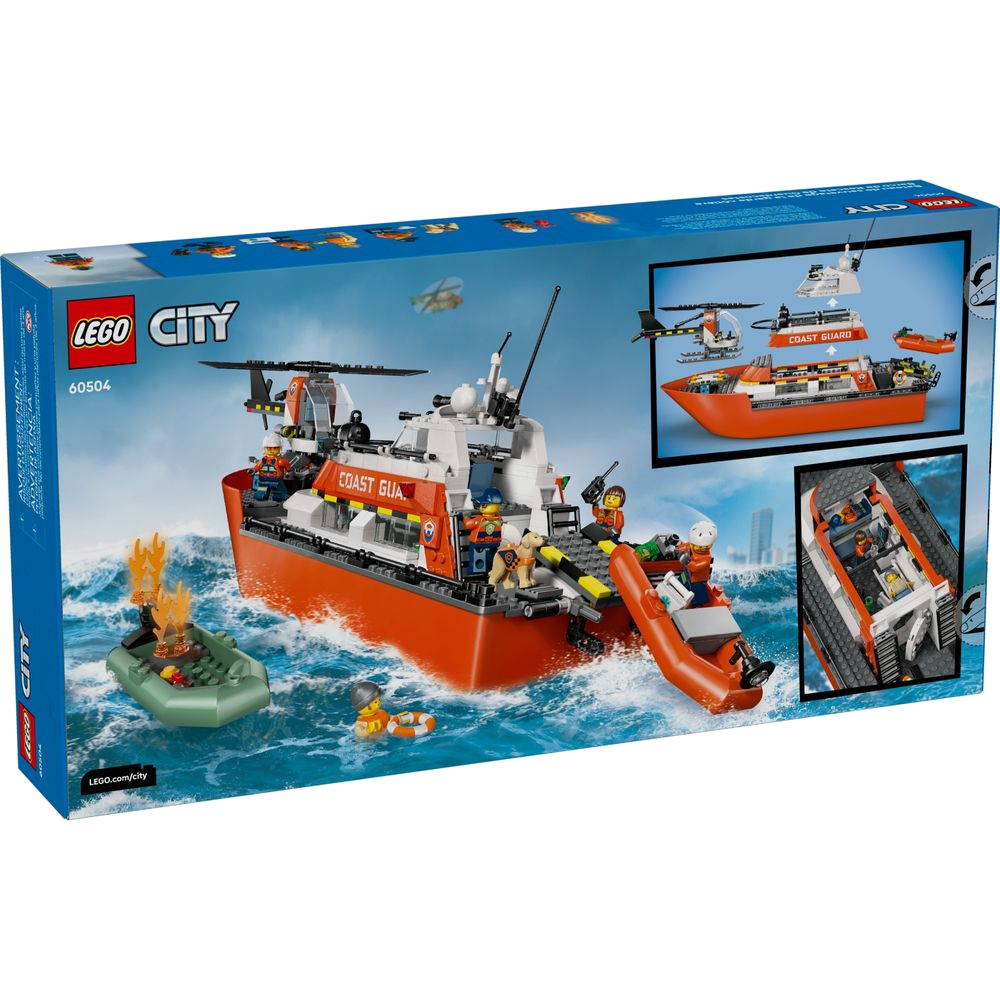 Caixa LEGO Barco e Helicóptero da Guarda Costeira 60504 lacrada com selo LEGO City oficial