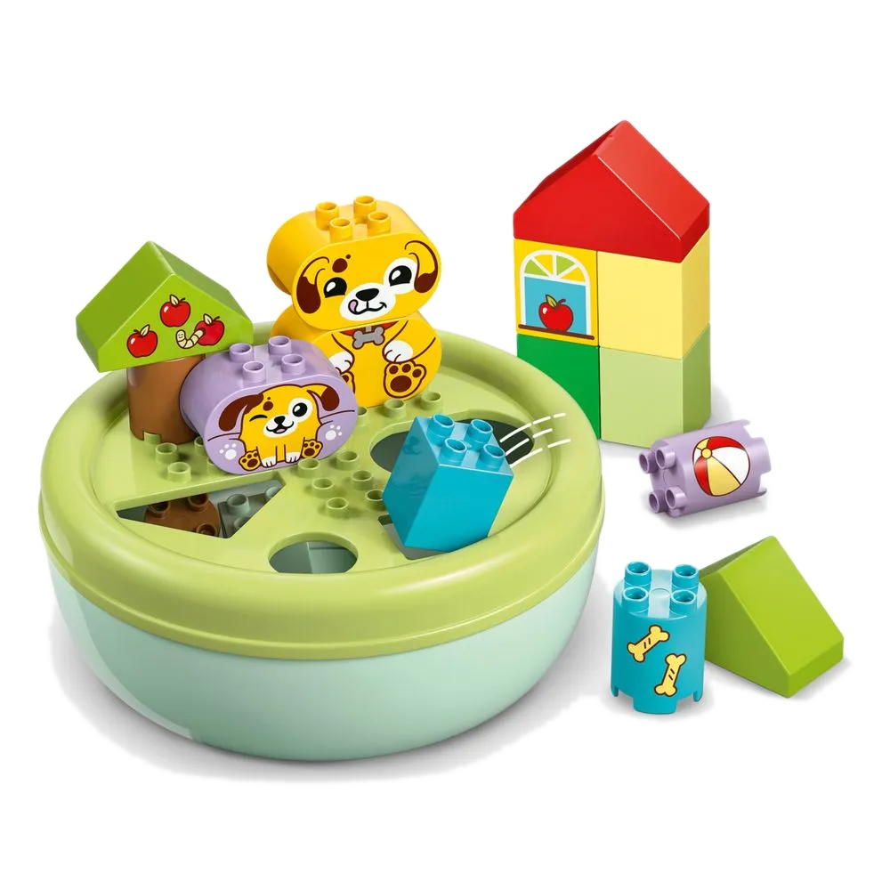 LEGO DUPLO Classificador de Formas Casa de Filhotes 10441 com dois cachorrinhos, casinha colorida e blocos