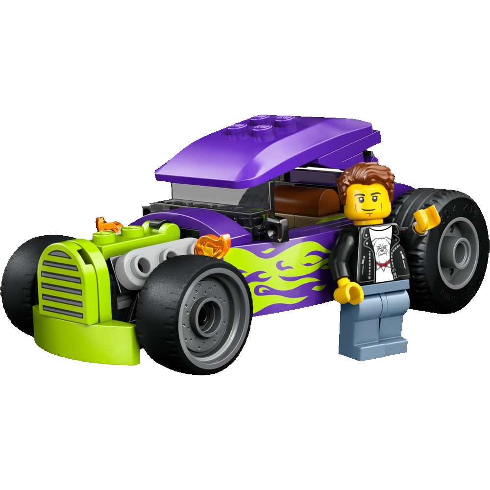 LEGO City 60485 Hot Rod roxo com chamas e piloto