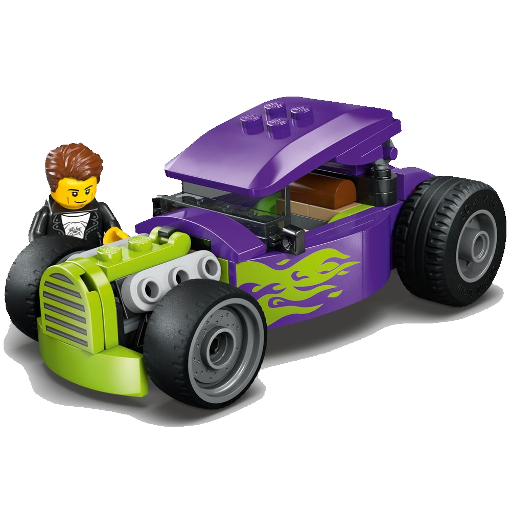 Hot Rod LEGO com piloto pronto pra acelerar