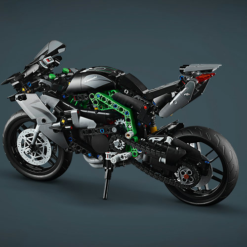 Perfil completo da Ninja H2R em LEGO Technic, vista lateral esquerda