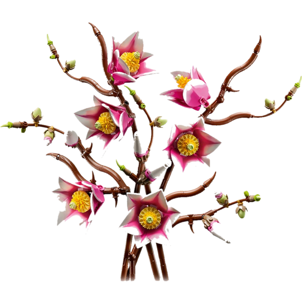 LEGO Botanical Ramos de Magnólia 11510, cinco ramos com flores rosa e brancas