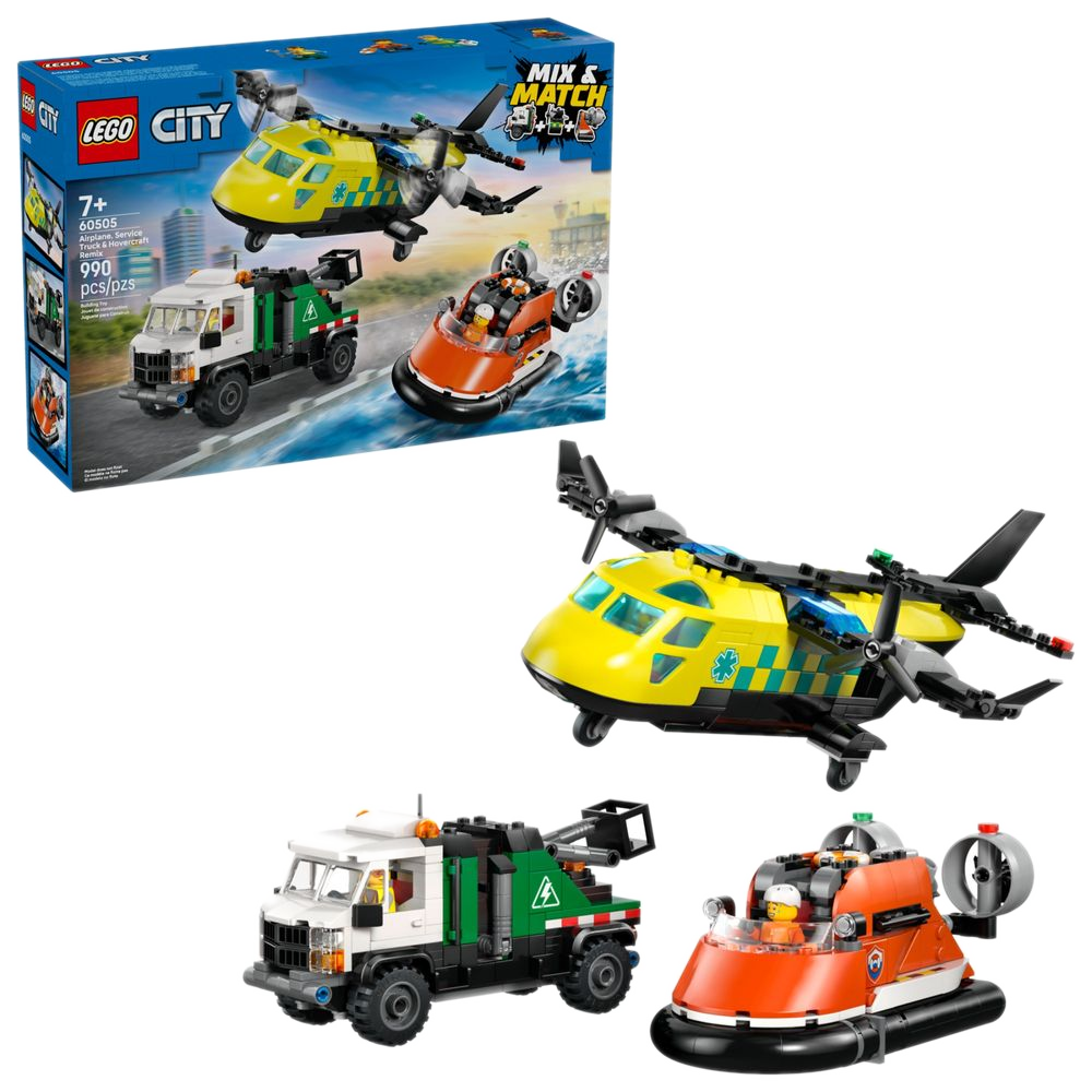 Caixa LEGO City 60505 Avião, Caminhão de Serviço e Aerobarco lacrada, 990 peças, Mix & Match