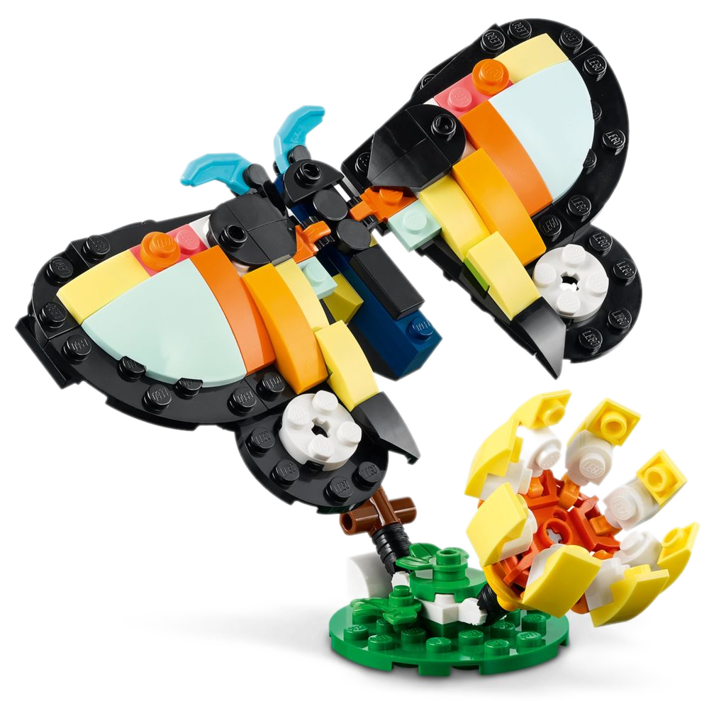 LEGO Creator 31173 montado no modo Borboleta Colorida com asas mosaico em amarelo, laranja e mint