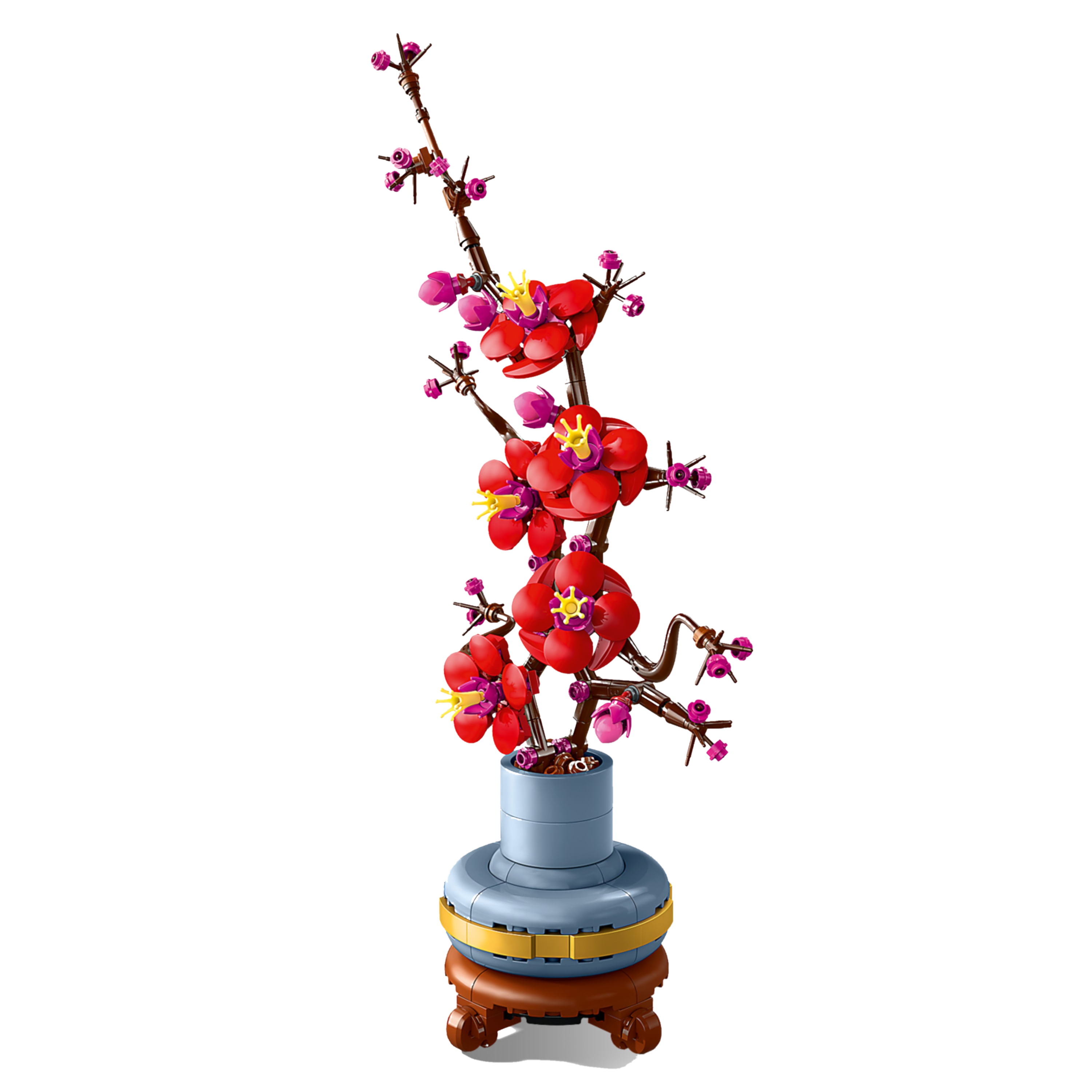 Arranjo Flor de Ameixeira LEGO 10369 exibido como decoração em ambiente — sem manutenção, sem rega, sem ciclo sazonal