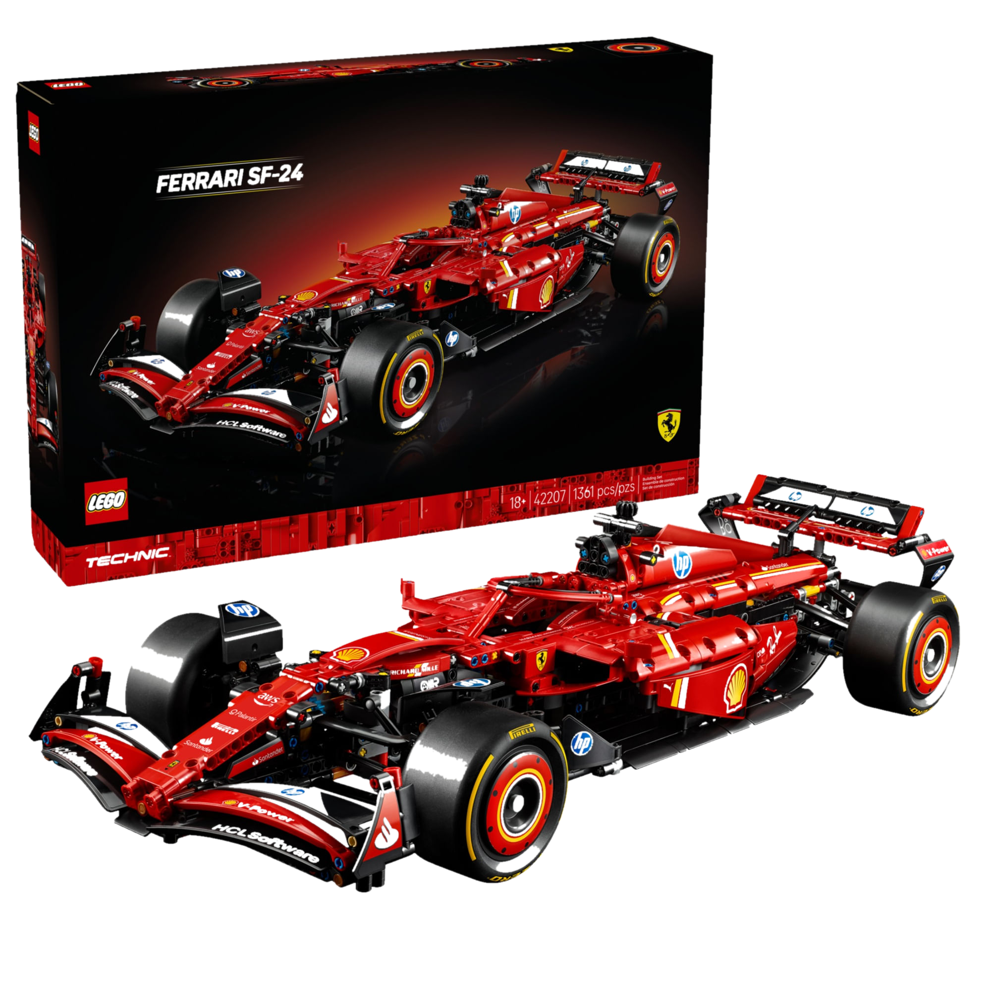 LEGO Technic 42207 Ferrari SF-24 F1, caixa lacrada e produto montado