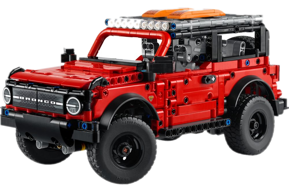 LEGO Technic 42213 Ford Bronco SUV vermelho com bagageiro de teto, faróis frontais e pneus off-road, 943 peças