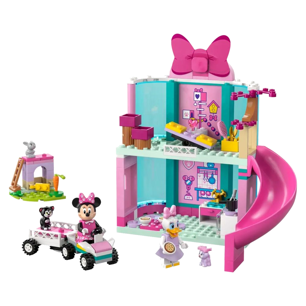 LEGO Hotel da Minnie 43274, hotel modular com escorregador, Minnie e seus pets