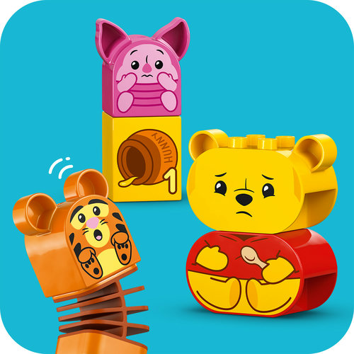 Close-up dos personagens Pooh, Piglet e Tigger LEGO DUPLO 10457