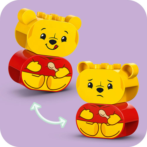 Pooh com cara feliz e Pooh com cara triste, peça que gira