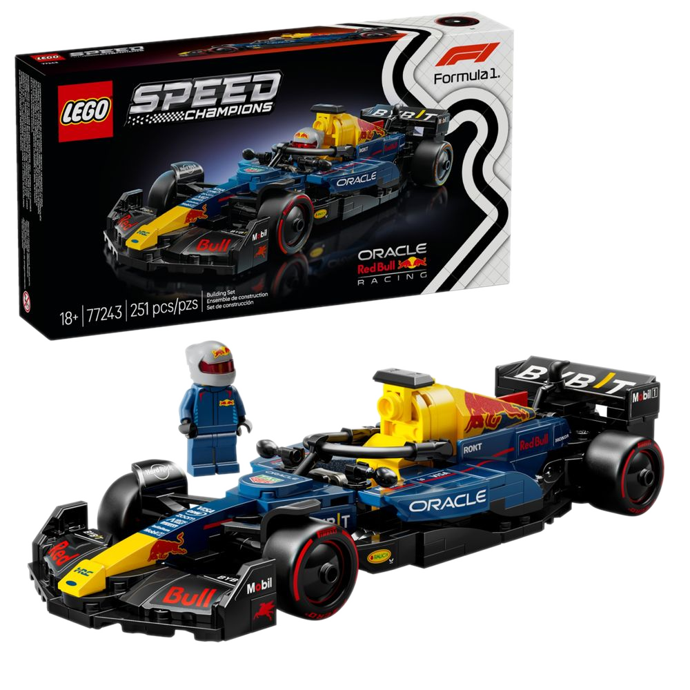 LEGO Speed Champions 77243 Oracle Red Bull Racing RB20, caixa e produto montado