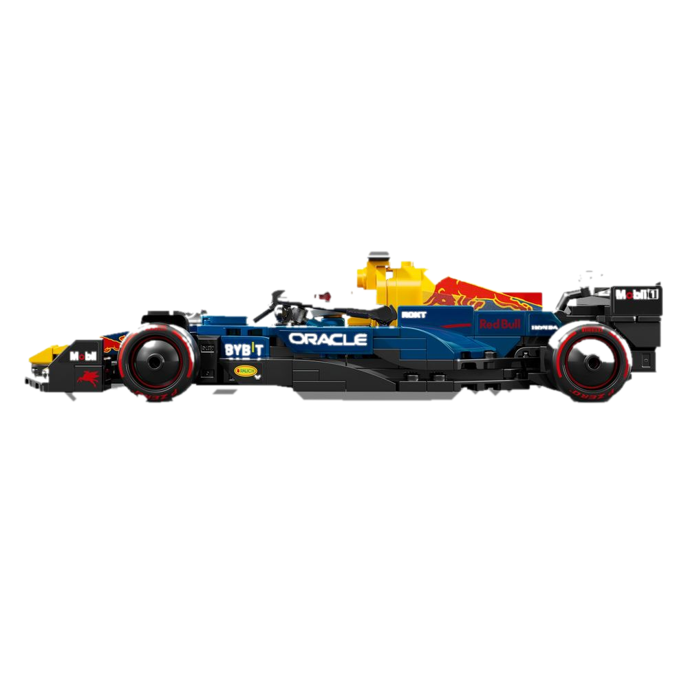 Lateral da RB20 mostrando livery Oracle Bybit e perfil aerodinâmico