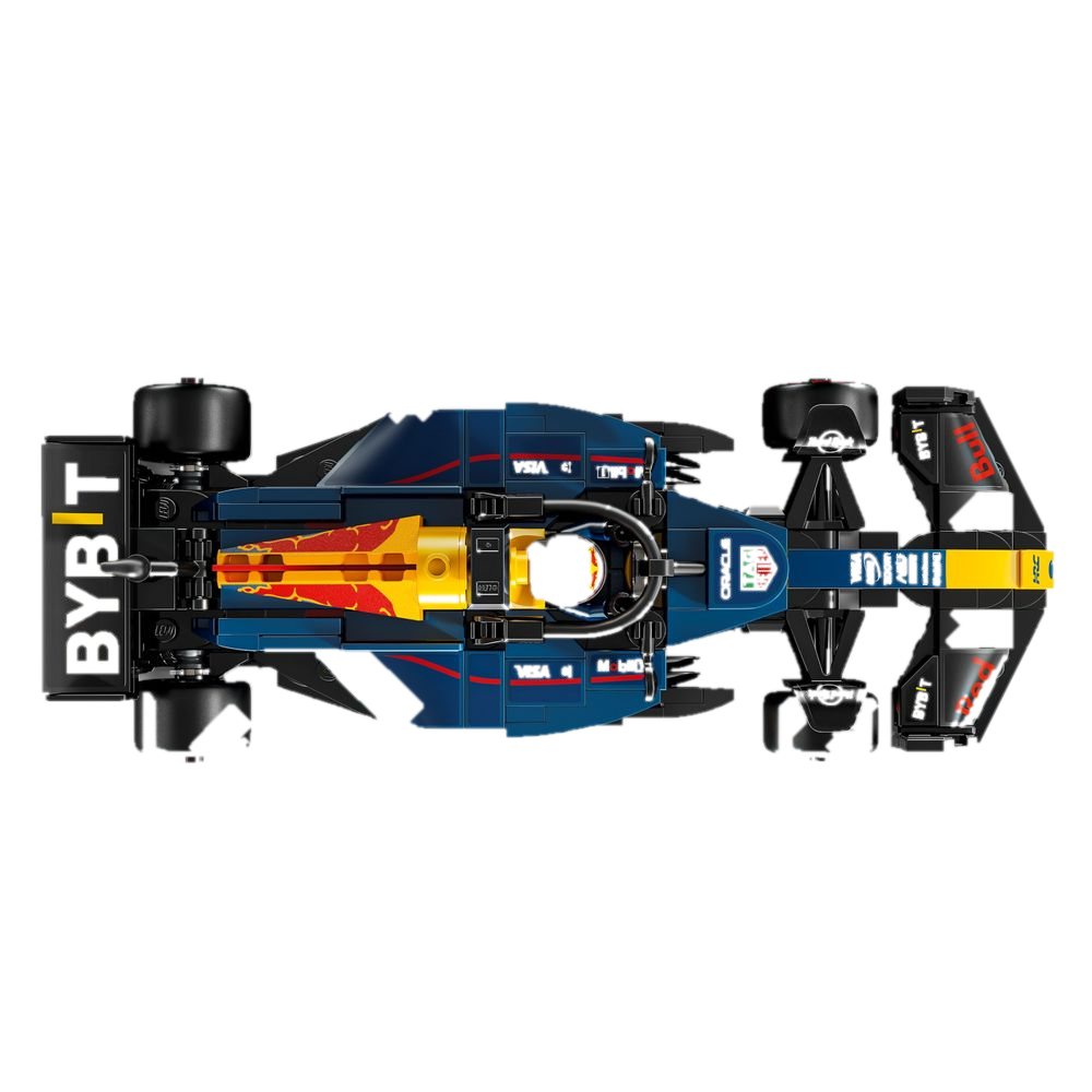 Vista superior da RB20 mostrando halo bar e airbox amarelo