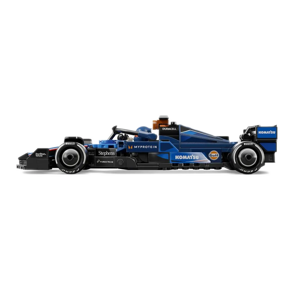 Lateral da FW46 mostrando livery Williams azul e perfil aerodinâmico